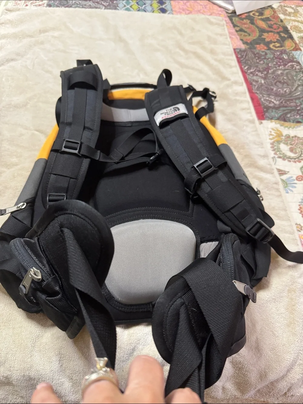 The North Face Gray, Black & Yellow Men's Backpack